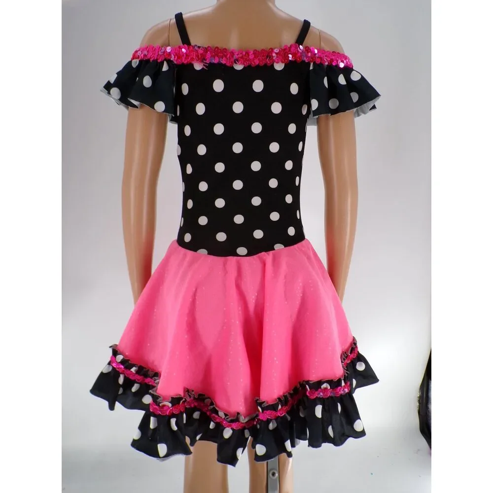 Pre-Owned Dance Costume Curtain Call E090 Large Child Pink Jazz Sequin